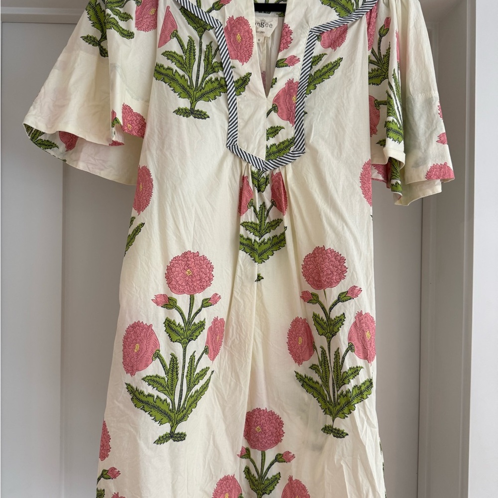 Umgee Floral Tunic Dress in Cream and Pink